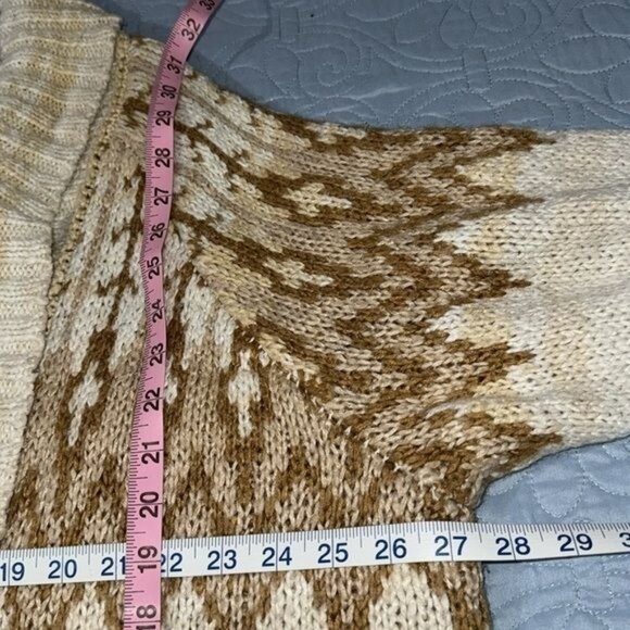 Roamans Womens Plus Size 22/24 Knit Cardigan Sweater Beige & Brown Made In China - Picture 7 of 7